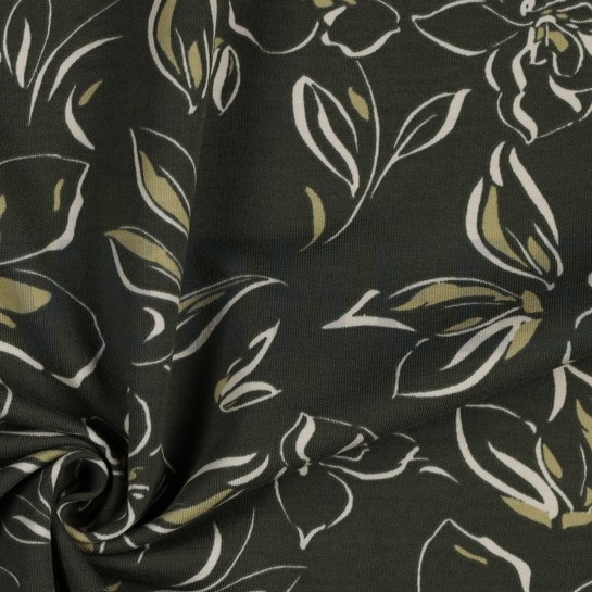 FRENCH TERRY BLOEMEN DONKER JADE #7