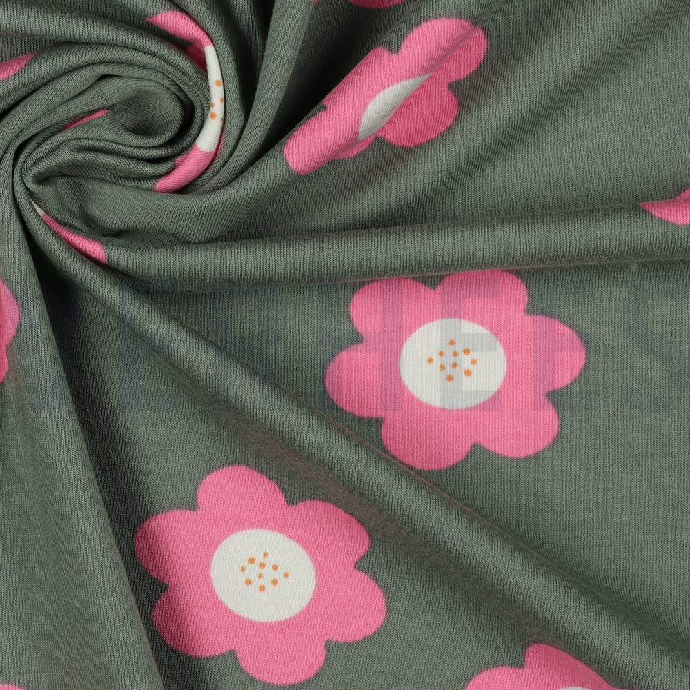 FRENCH TERRY GROSSE BLUMEN JADE #7