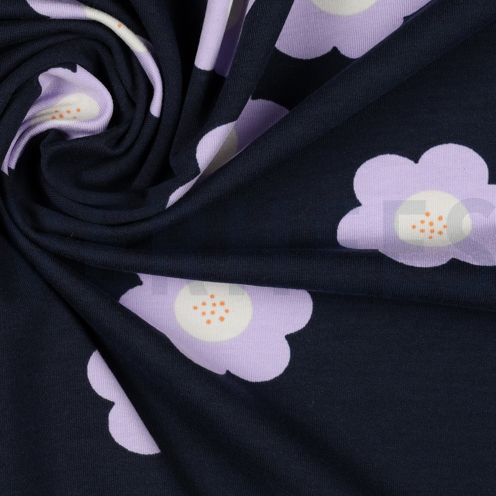 FRENCH TERRY GRANDES FLEURS BLEU MARINE #7