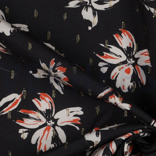 VISCOSE LUREX FLOWERS BLACK #7