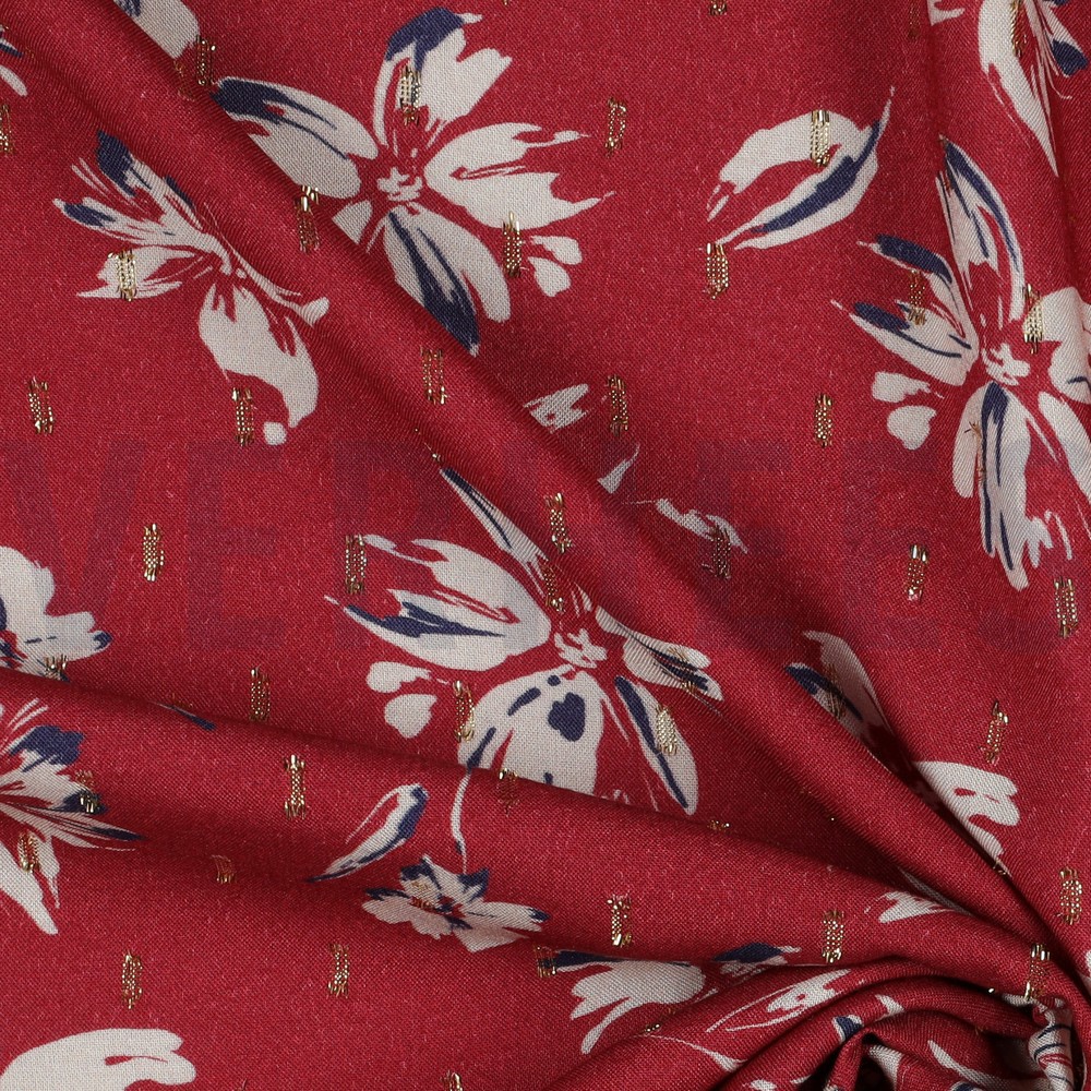 VISCOSE LUREX FLOWERS ROSSO RED #7