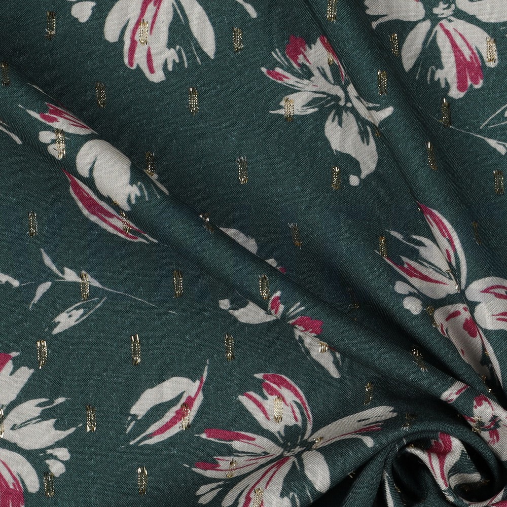 VISCOSE LUREX FLOWERS DARK EMERALD #7