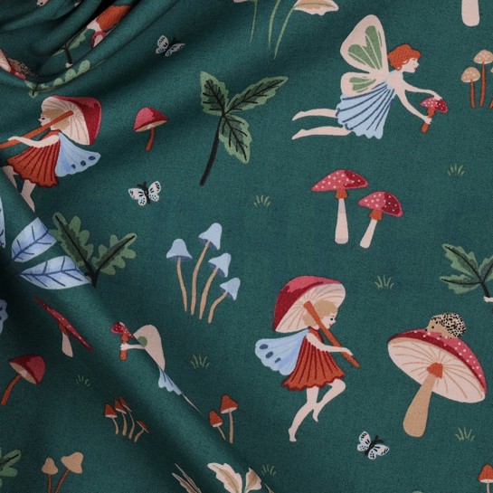 BAUMWOLLE POPELINE MÄRCHEN SMARAGDGRÜN #7