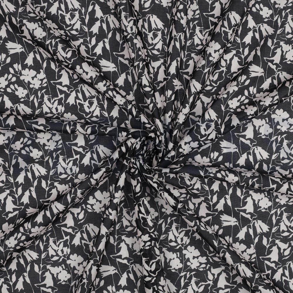COTTON VOILE FLOWERS BLACK #7
