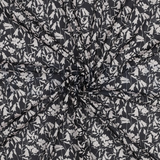 COTON VOILE FLEURS NOIR #7