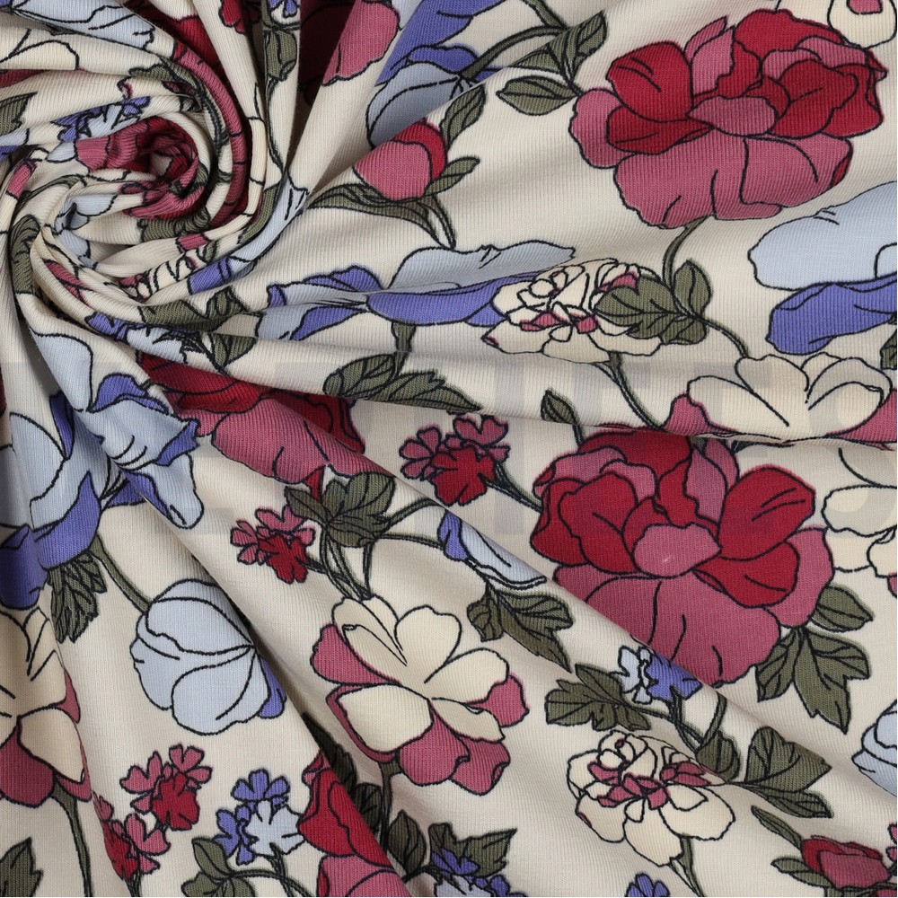 JERSEY GROSSE BLUMEN ECRU #7
