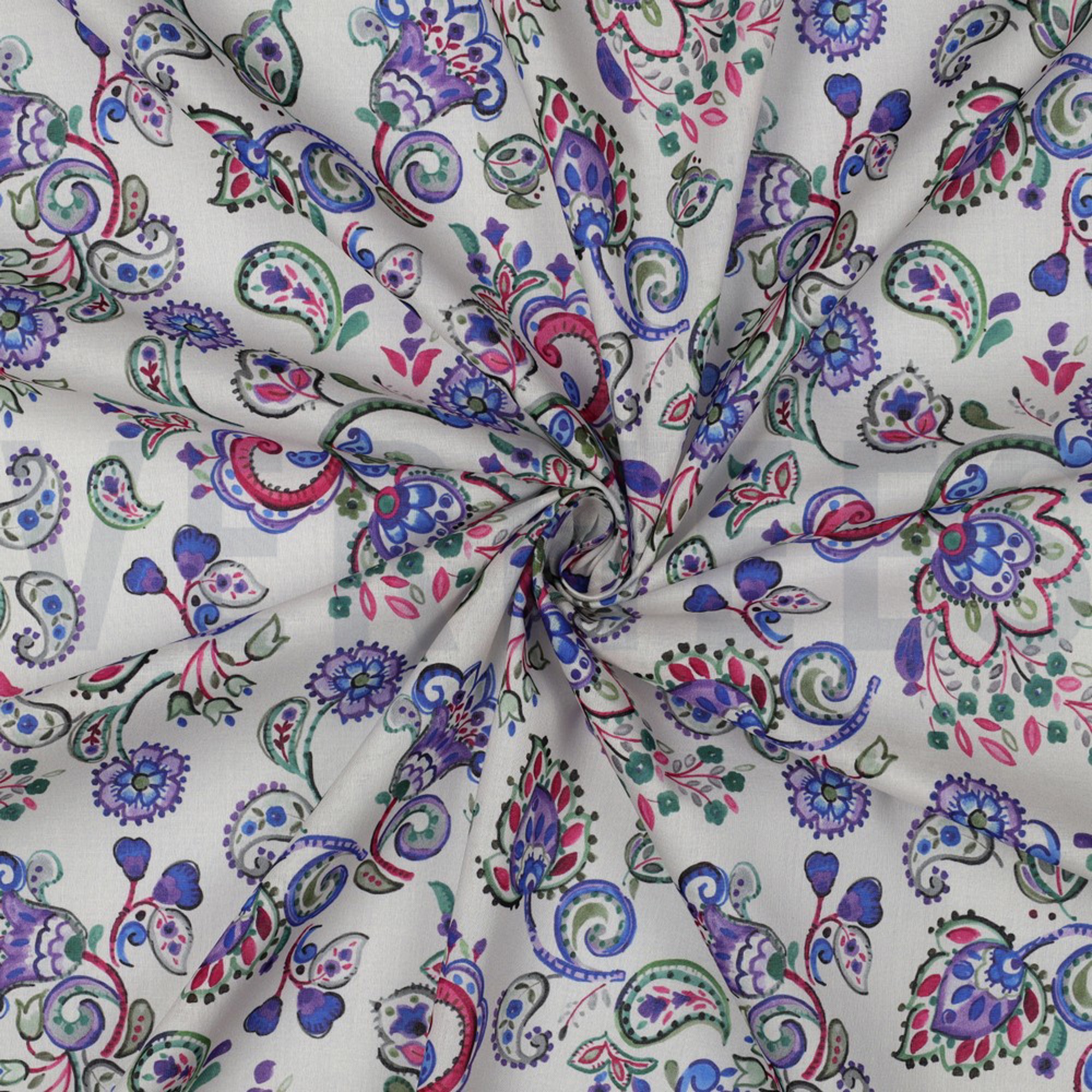 BAUMWOLLE VOILE DIGITAL BLUMEN GEBROCHEN WEISS (high resolution) #3