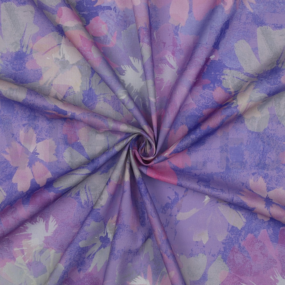 COTTON VOILE DIGITAL FLOWERS LAVENDER #7