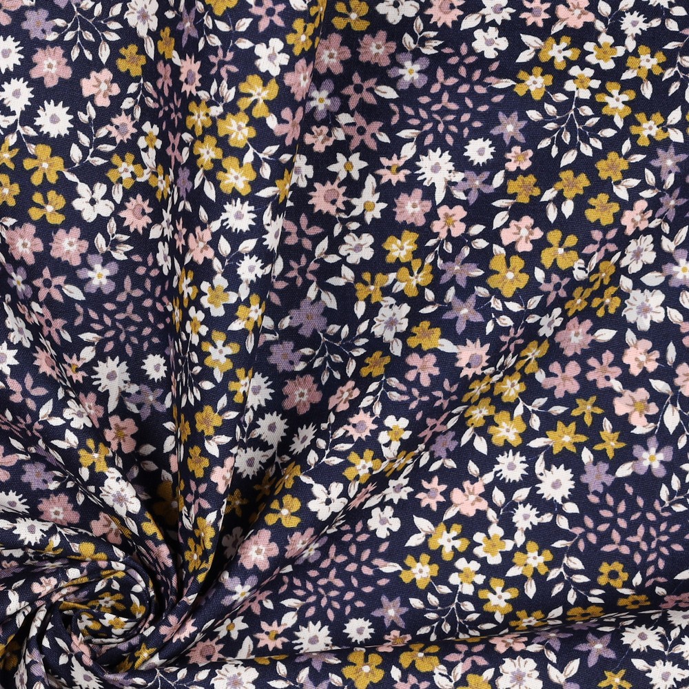 POPLIN SMALL FLOWERS NAVY #7