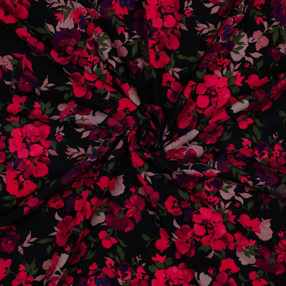 LENZING™ ECOVERO™ DIGITAL FLOWERS BLACK #7