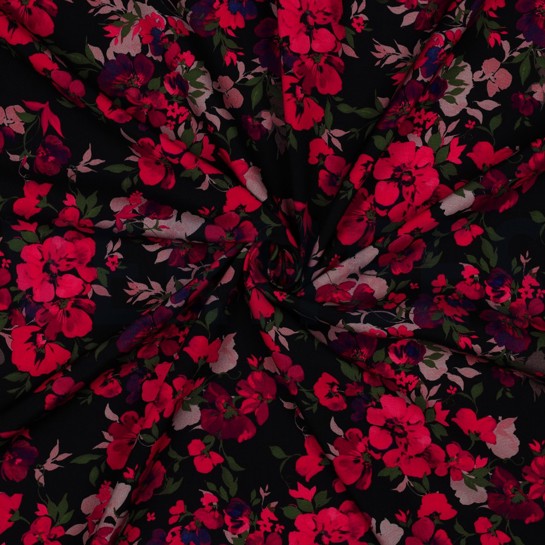 LENZING™ ECOVERO™ DIGITAL FLOWERS BLACK #7