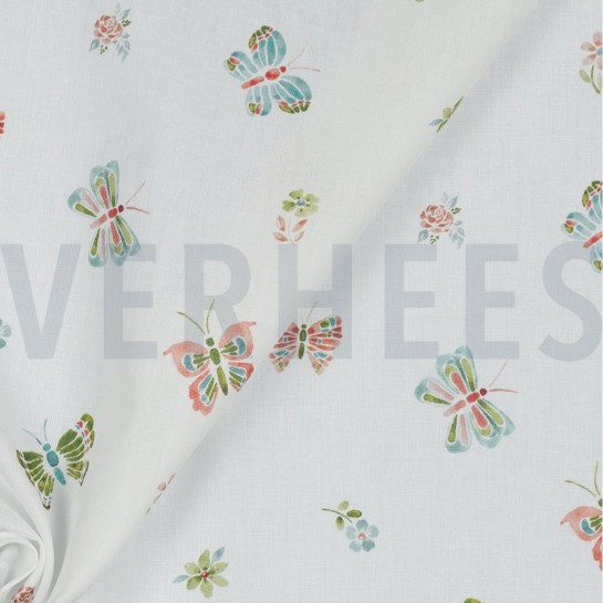 POPLIN DIGITAL BUTTERFLIES WHITE #7