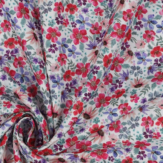 POPLIN DIGITAL SMALL FLOWERS WHITE #7