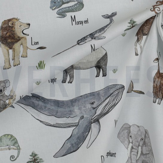 POPLIN DIGITAL ANIMALS WHITE #7