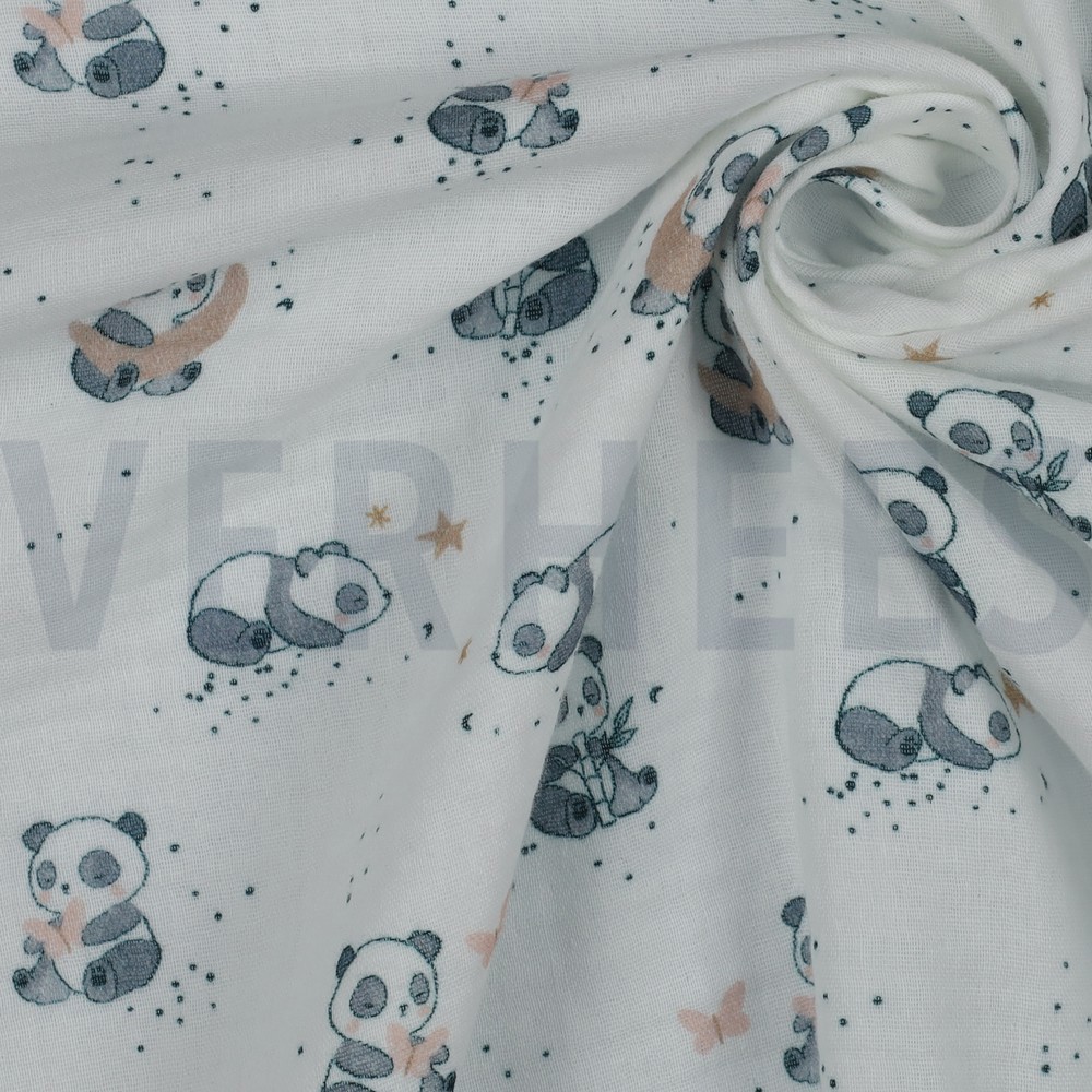 DOUBLE GAUZE DIGITAL PANDAS WHITE #7