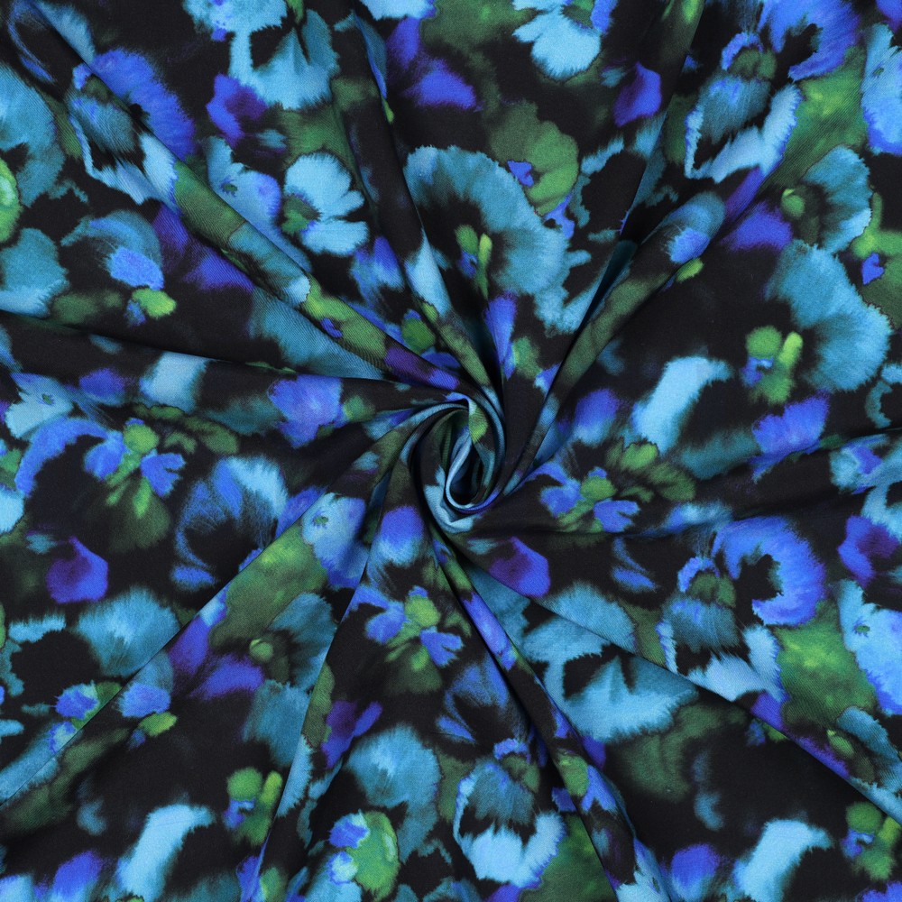 LENZING™ ECOVERO™ DIGITAL FLOWERS BLUE #7
