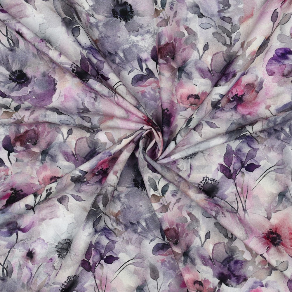 LENZING™ ECOVERO™ DIGITAL BLUMEN LAVENDEL #7