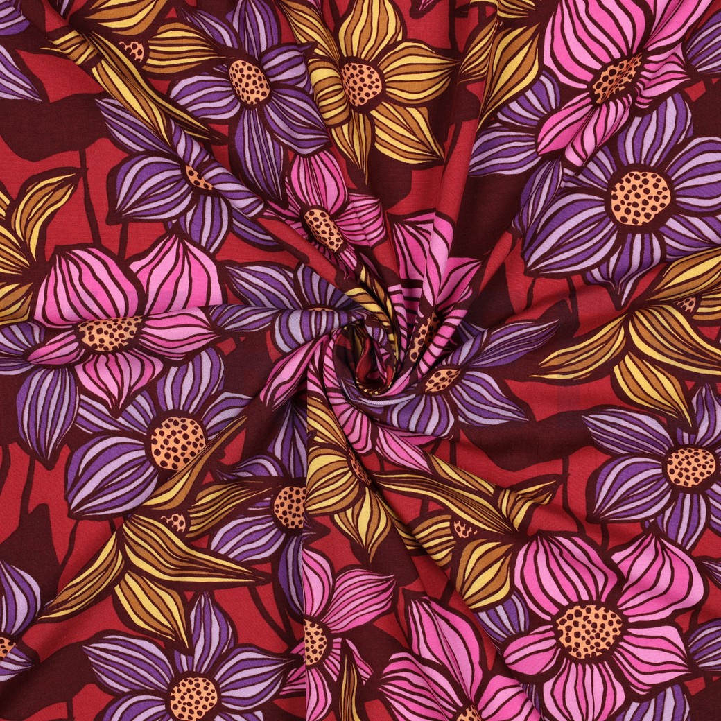 LENZING™ ECOVERO™ BLUMEN BORDEAUXROT #7