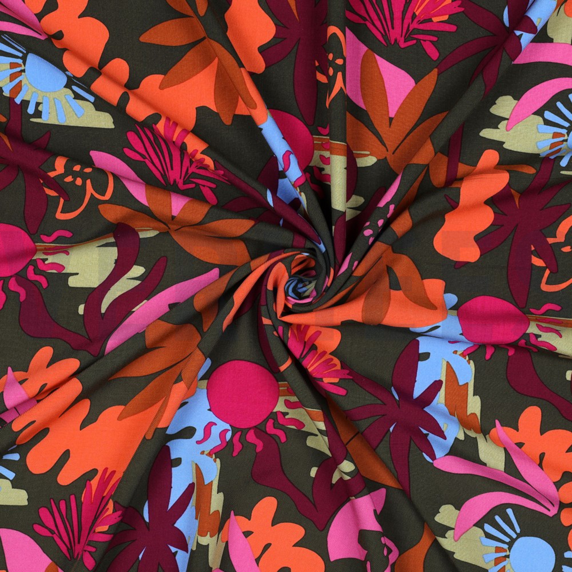 LENZING™ ECOVERO™ FLOWERS ARMY GREEN (high resolution) #3