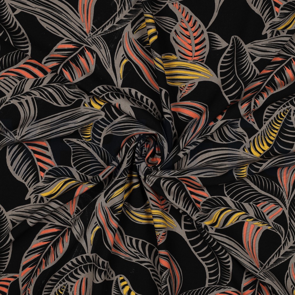 LENZING™ ECOVERO™ LEAVES BLACK #7