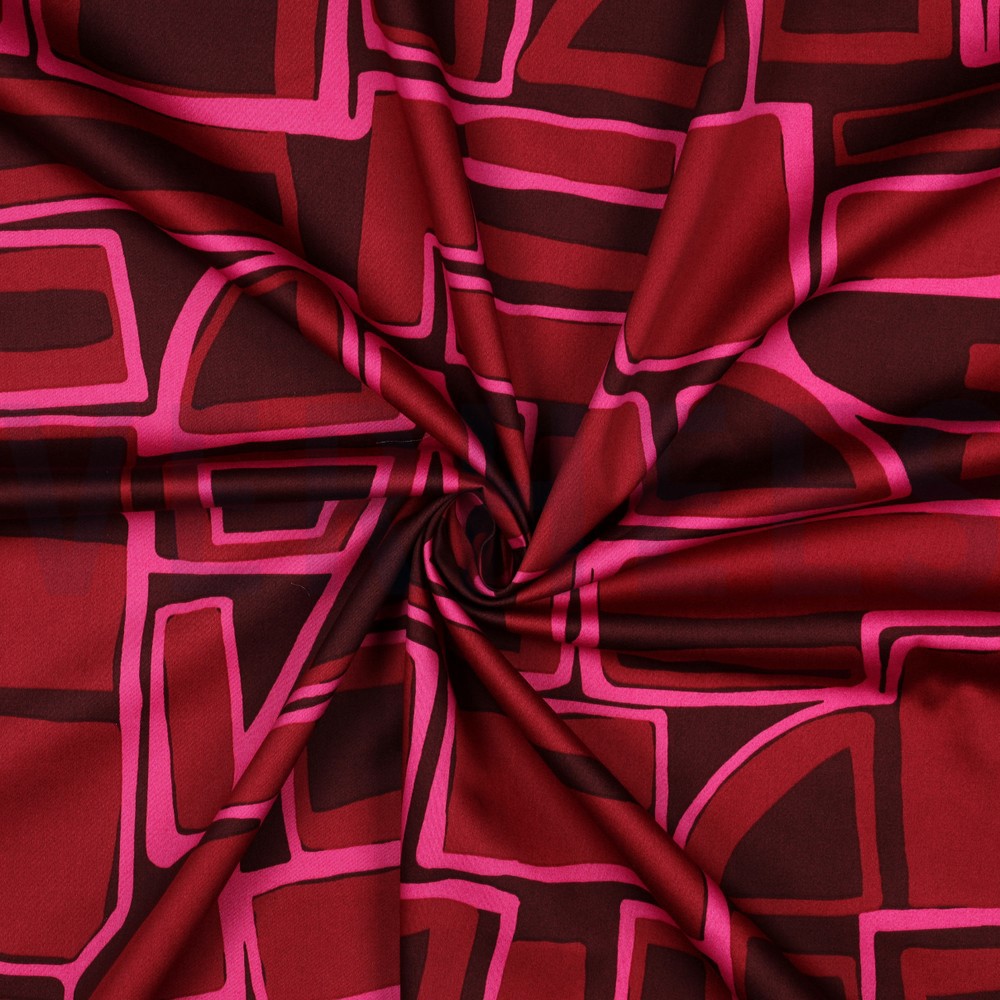 BAUMWOLLE SATIN GEOMETRISCH BORDEAUXROT #7