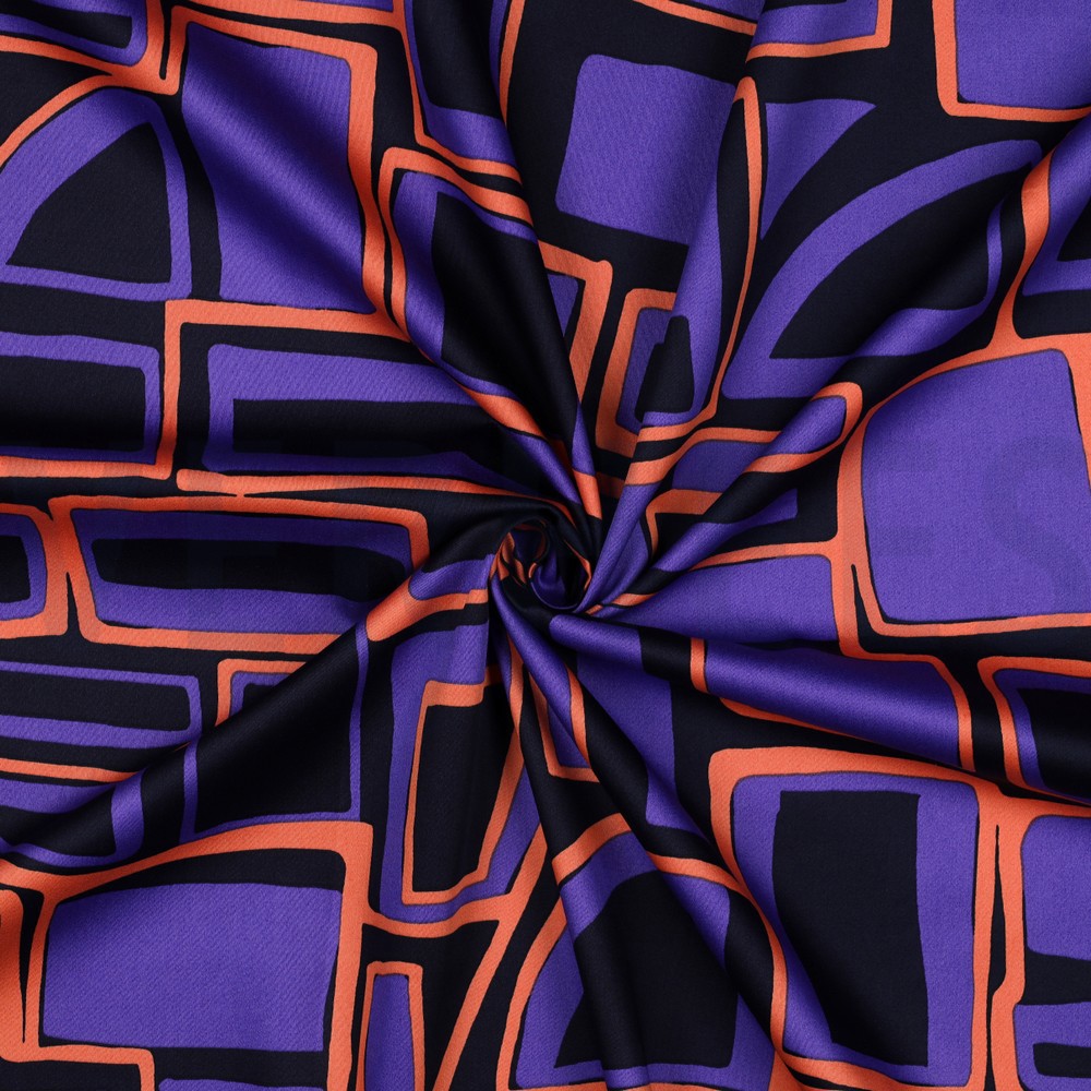 COTTON SATIN GEOMETRIC NAVY #7