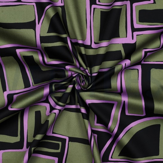COTON SATIN GEOMETRIQUE NOIR #7