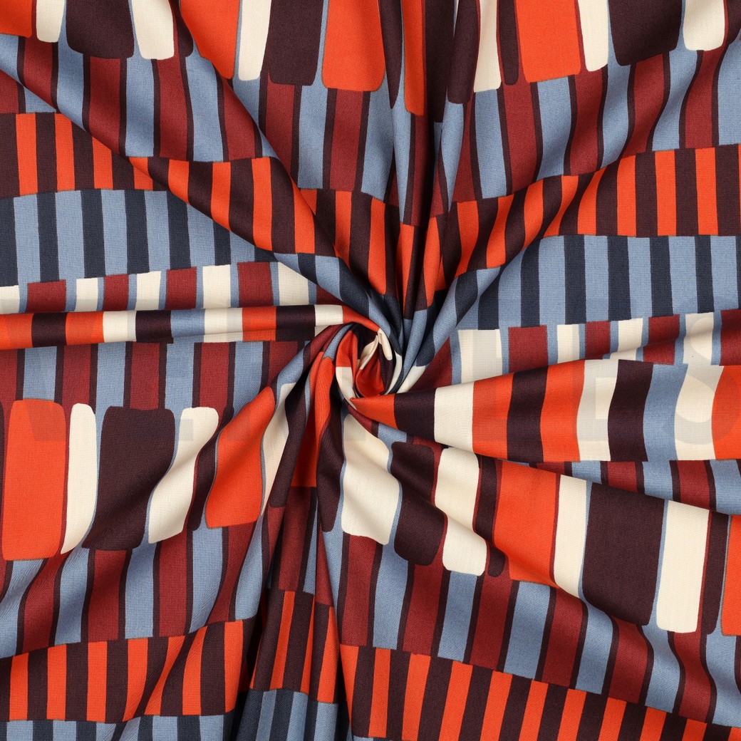 BAUMWOLLE VISKOSE STREIFEN JEANSBLAU #7