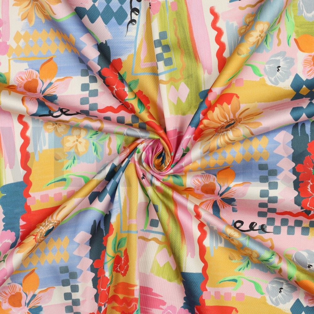 COTTON SATIN DIGITAL PATCHWORK YELLOW #7