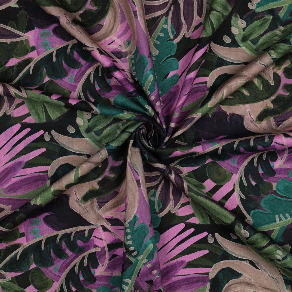 COTON VISCOSE DIGITAL FEUILLES VIOLET #7