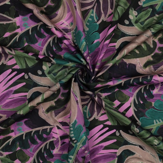 COTON VISCOSE DIGITAL FEUILLES VIOLET #7