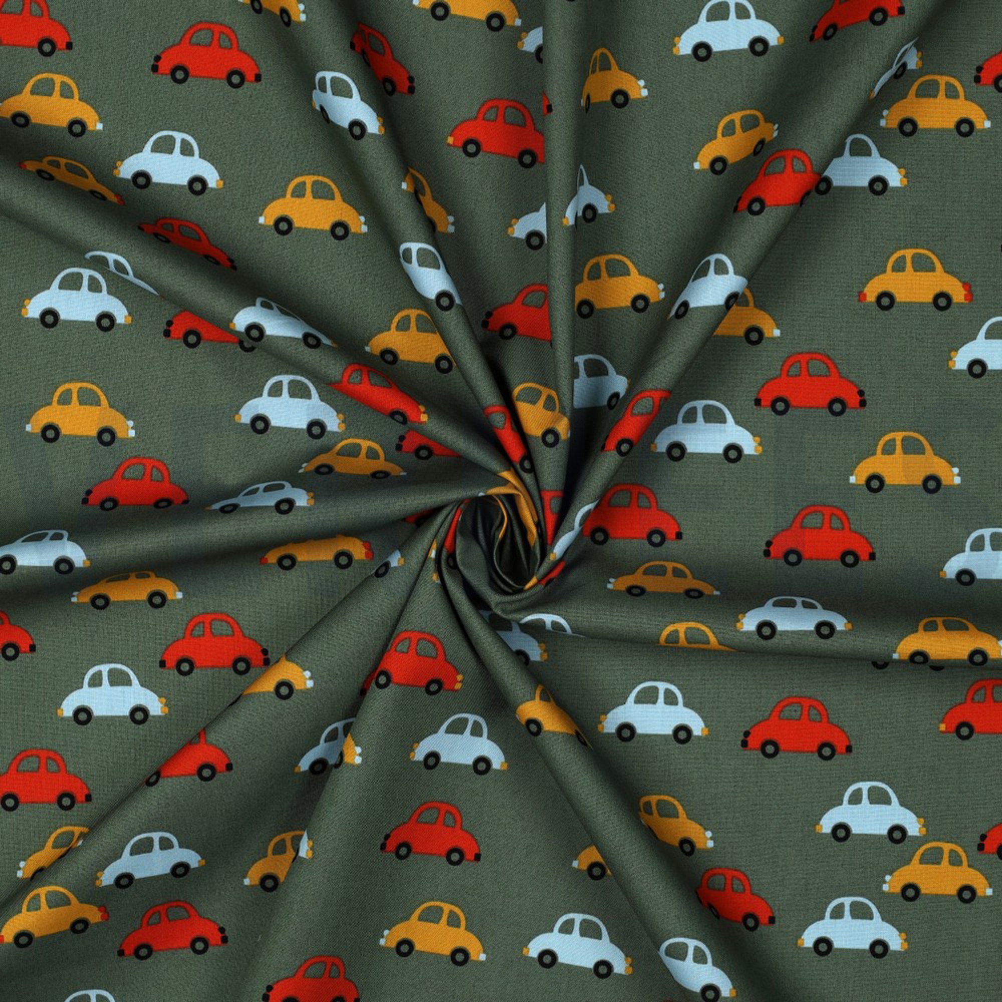 KATOENEN POPLIN AUTO’S LEGERGROEN (high resolution) #3