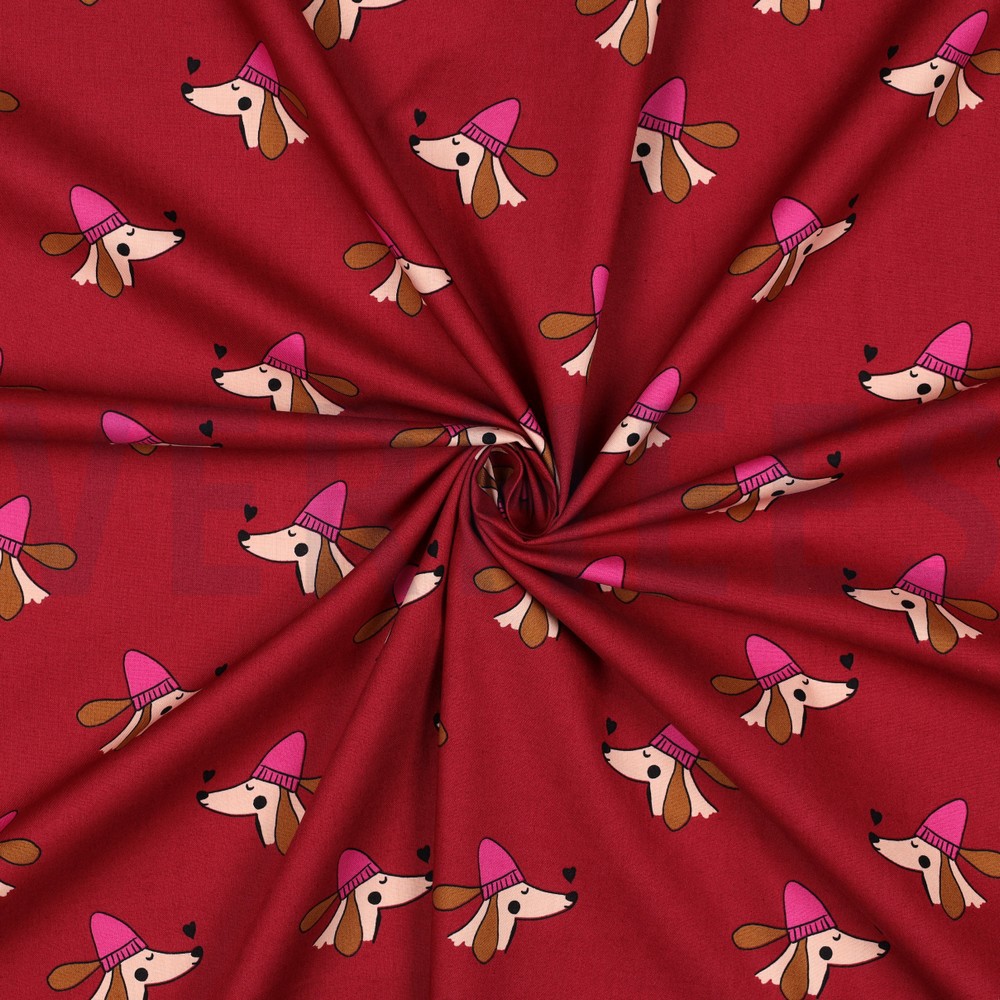 FINE POPLIN DOGS BURGUNDY #7