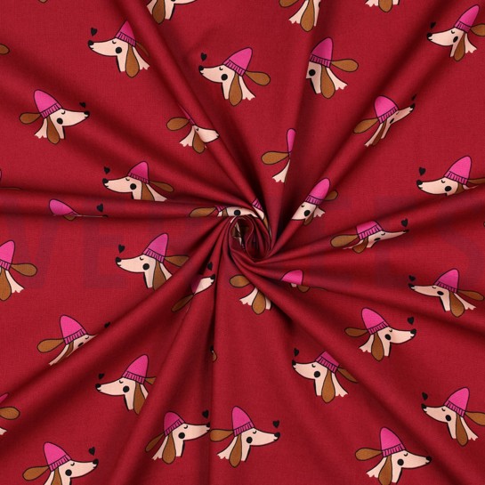 FINE POPLIN DOGS BURGUNDY #7