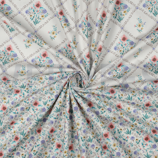 FINE POPLIN DIGITAL FLOWERS OFFWHITE #7