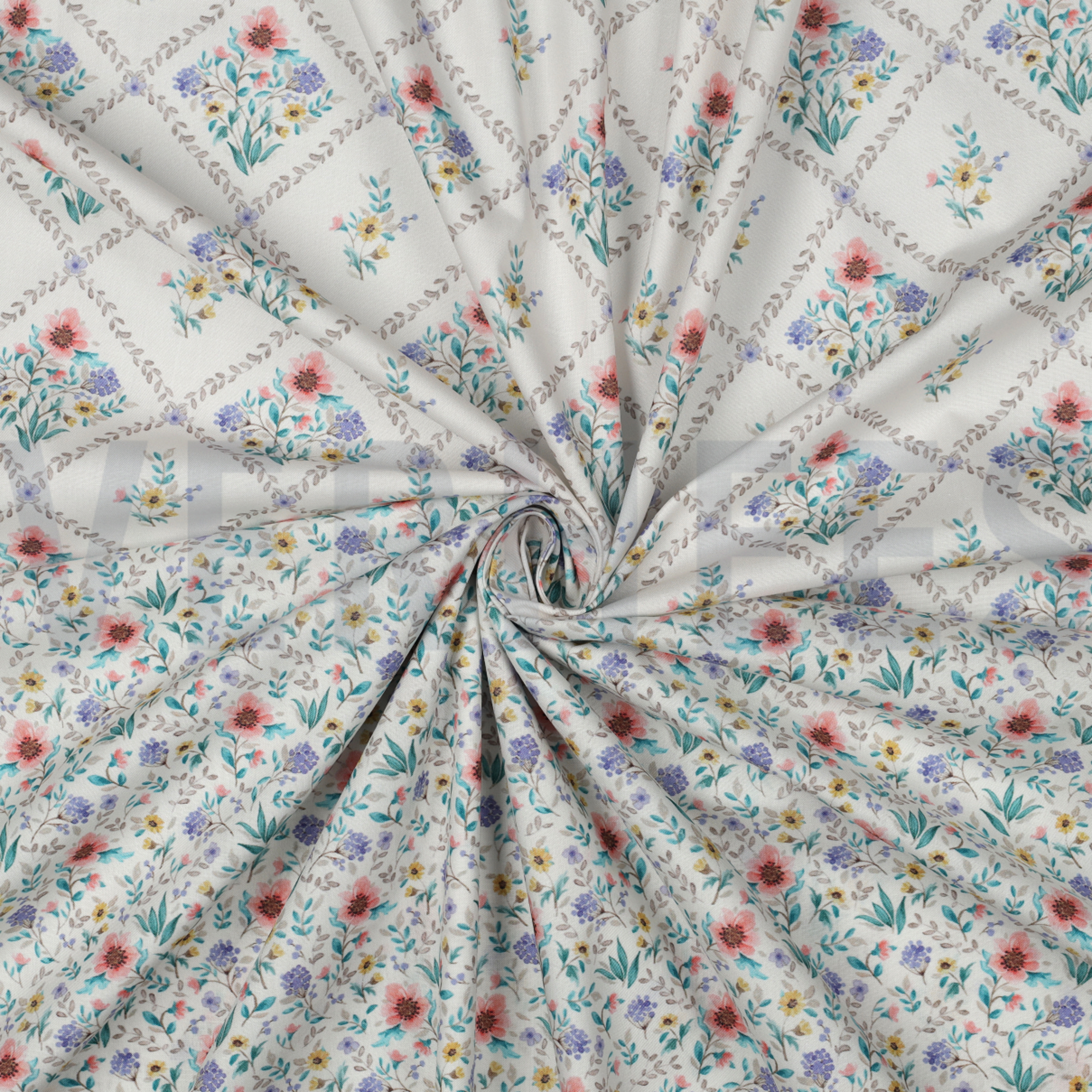 POPELINE DE COTON DIGITAL FLEURS BLANC CASSÉ (high resolution) #3