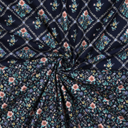 FINE POPLIN DIGITAL FLOWERS NAVY (thumbnail) #3