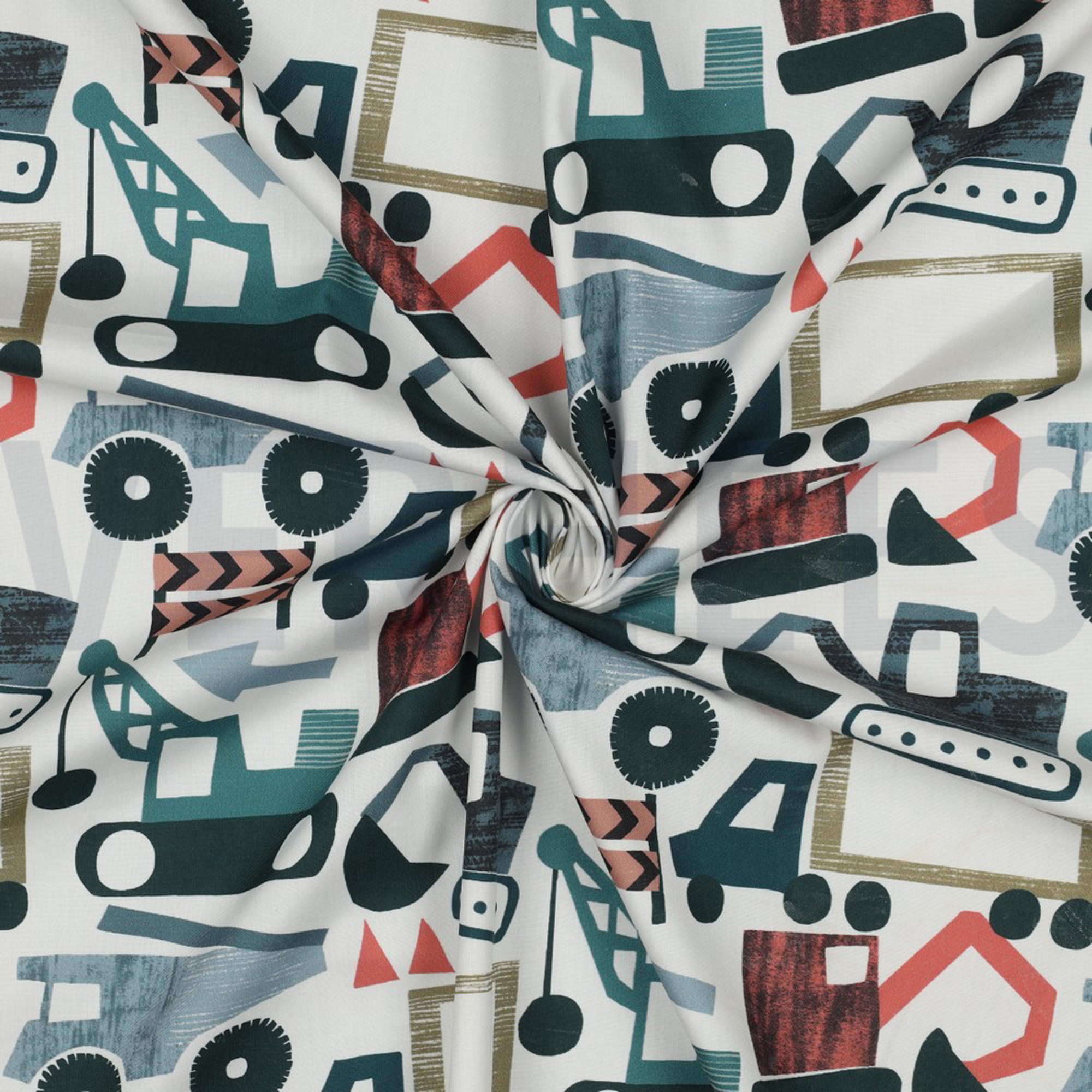 BAUMWOLLE POPELINE DIGITAL FAHRZEUGE GEBROCHEN WEISS (high resolution) #3