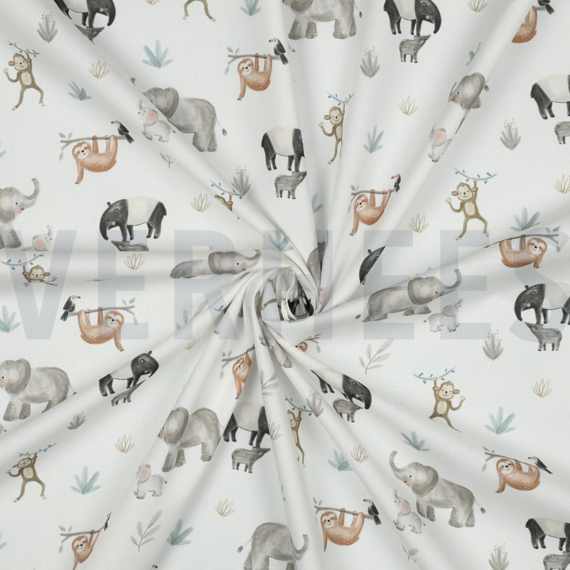 POPELINE DE COTON DIGITAL ANIMAUX SAFARI BLANC CASSÉ (high resolution) #3
