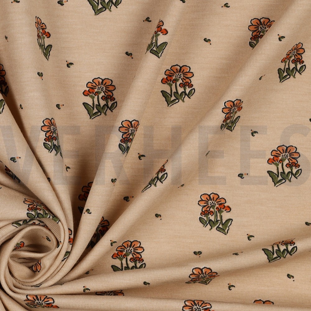 BAMBOU COTON JERSEY PETIT FLEURS SABLE #7