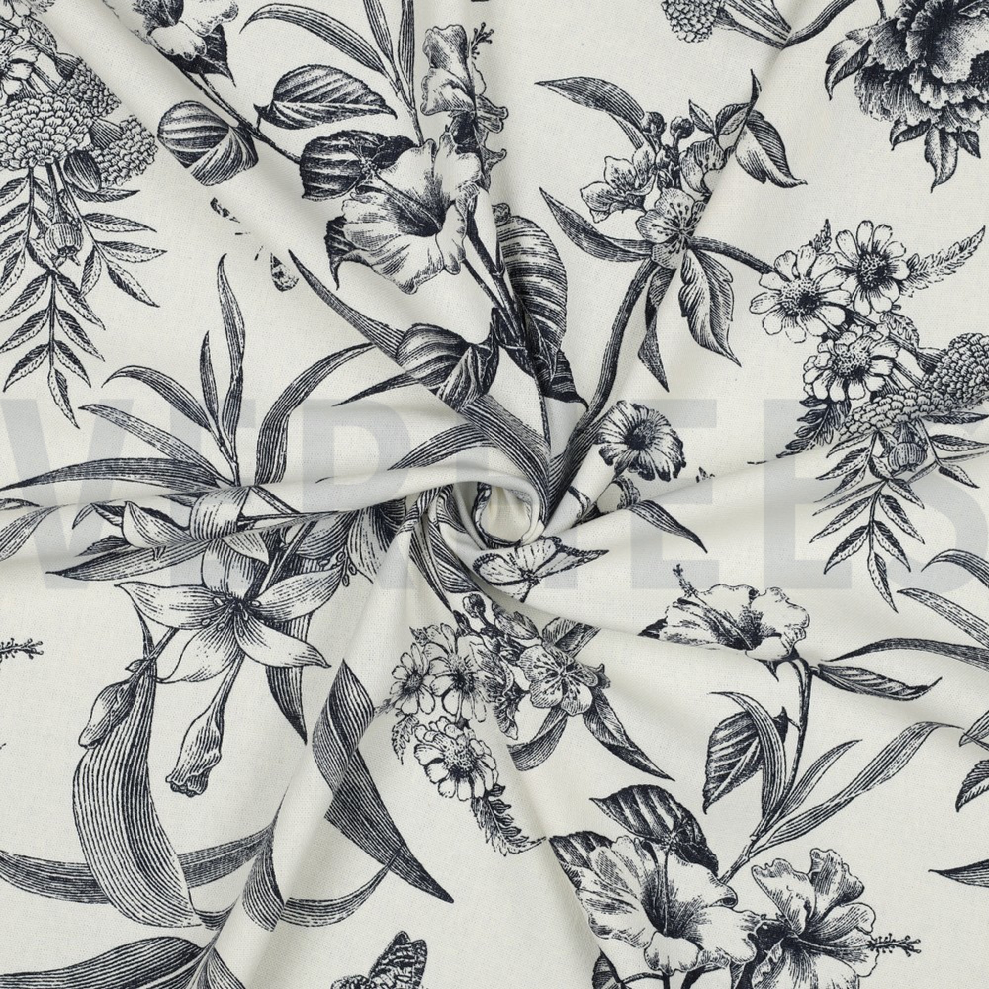 LINNEN VISCOSE BLOEMEN MARINEBLAUW (high resolution) #3