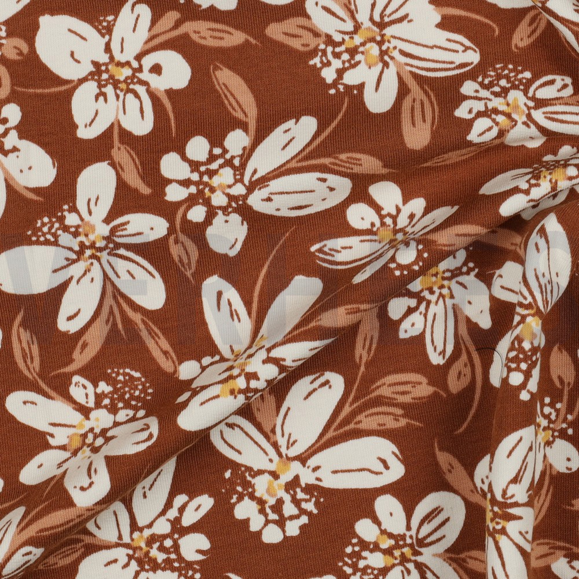 FRENCH TERRY FLEURS NOISETTE (high resolution) #3