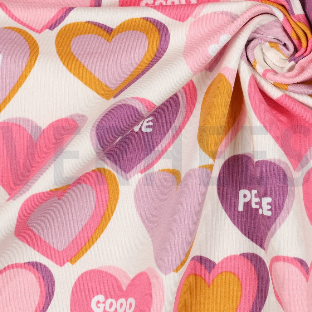 FRENCH TERRY HEARTS ECRU #7