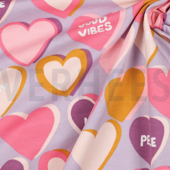 FRENCH TERRY HEARTS LILAC #7