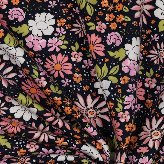 FRENCH TERRY FLOWERS NAVY #7