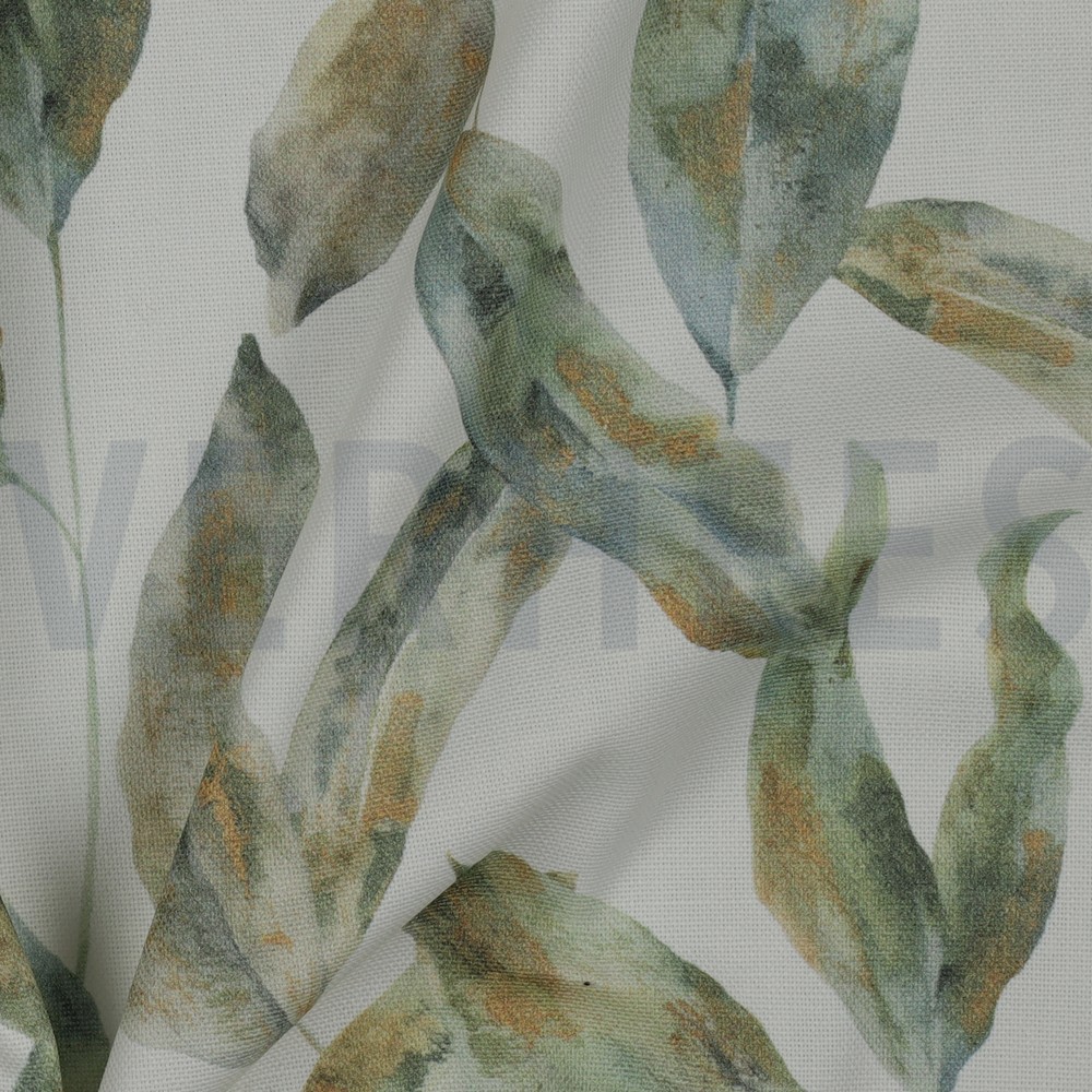 TOILE DÉCORATION DIGITAL FEUILLES BLANC CASSÉ #7