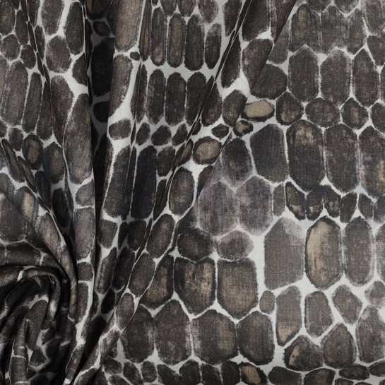 KATOENEN POPLIN DIGITAAL DIERENHUID BRUIN #7