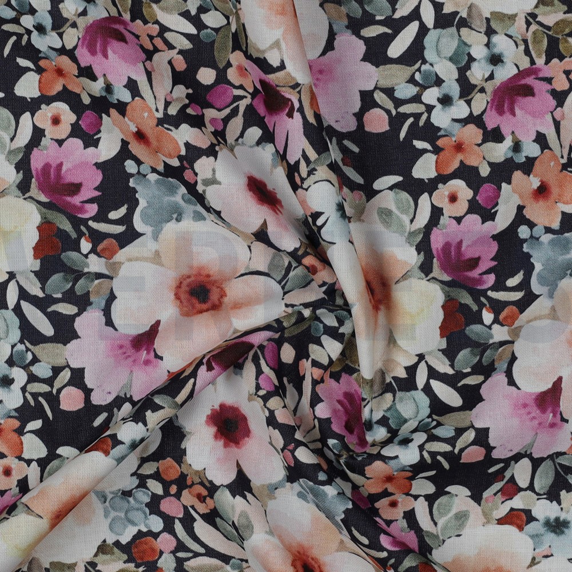 KATOENEN POPLIN DIGITAAL BLOEMEN MARINEBLAUW (high resolution) #3