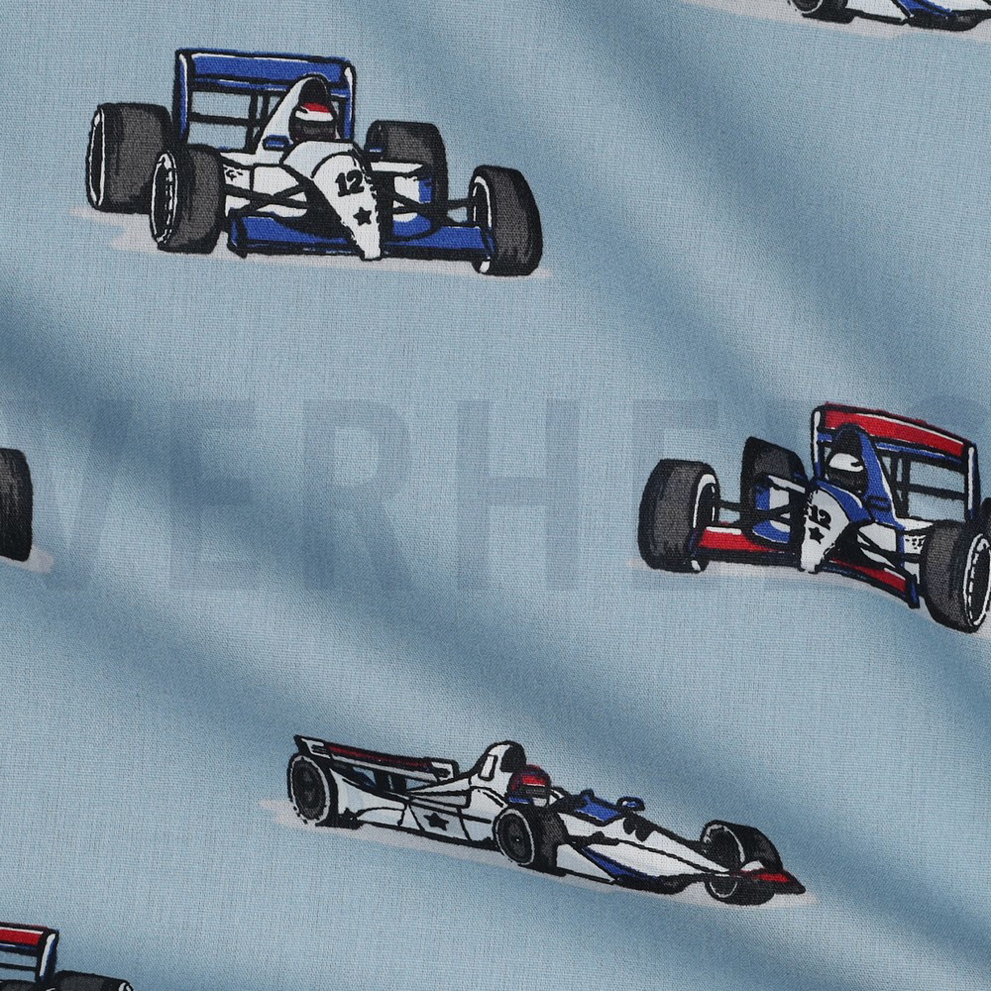 KATOENEN POPLIN RACEAUTO’S LICHTBLAUW (high resolution) #3