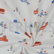 POPLIN GOTS CAR FIRE WHITE (thumbnail) #3